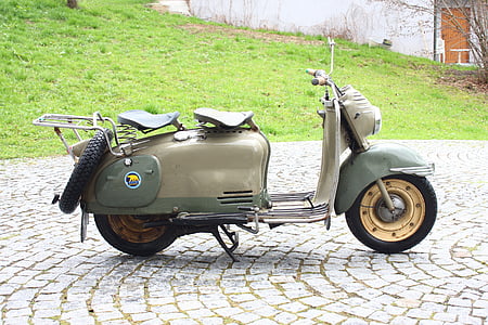 Válečkové, motocyklu, Oldtimer, Puch, vozidlo, model, 1956