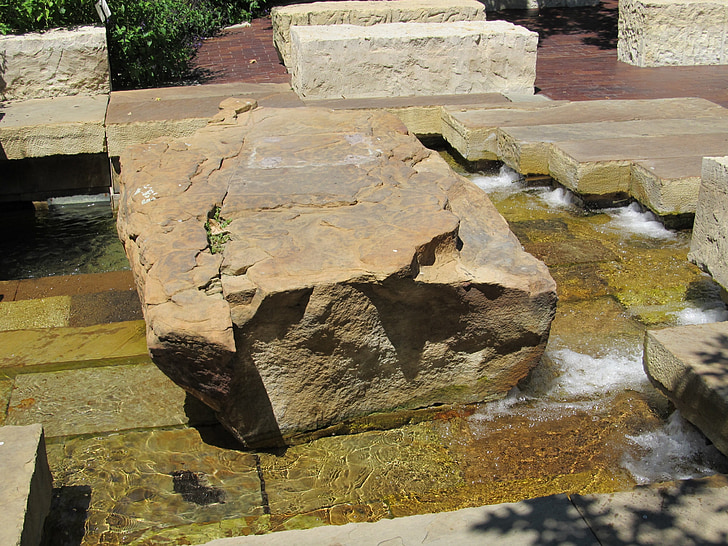 pedra, piscina, d'aigua, jardí, Roca, tranquil, pedra calcària