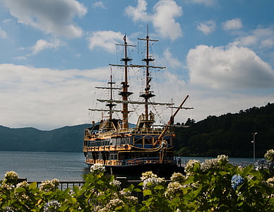 pirate, boat, hakone, mountain, tourism, japan, japanese