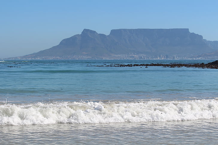 столову гору, Кейптаун, Південно-Африканська Республіка, літо, море, Surf, небо
