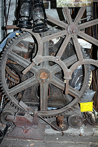 flywheel, historic machine, drive, steel