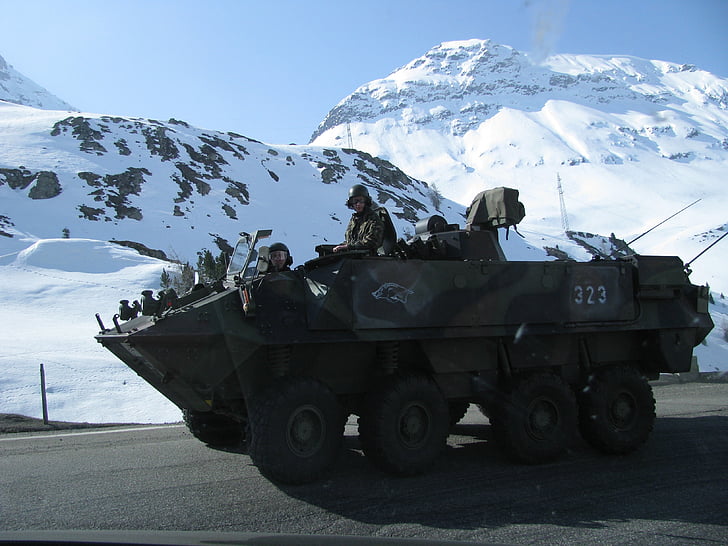 tank, berg, sneeuw, leger, oorlog, militaire, strijdkrachten
