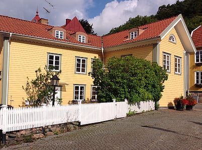 régi, ház, ablak, Svédország