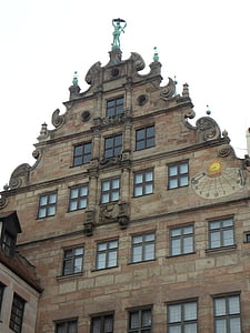 Nuremberg, gamla stan, byggnad, hem, fasad, arkitektur, gamla