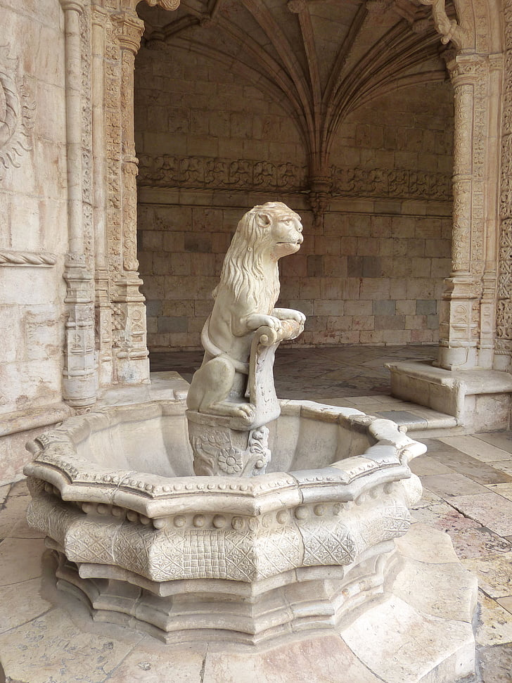 kloster, arkitektur, historisk set, Lissabon, løve, statue, figur