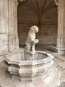 monastery, architecture, historically, lisbon, lion, statue, figure