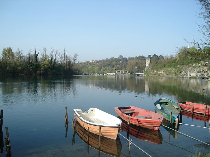 air, perahu, perahu, Sungai, ketenangan, alam, Lombardy