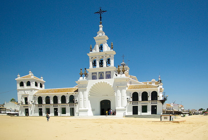 Espagne, Andalousie, El rocío, Église, architecture, célèbre place