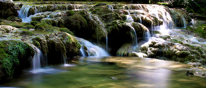 cascade, water, river, mountain, nature, whirlpool, green