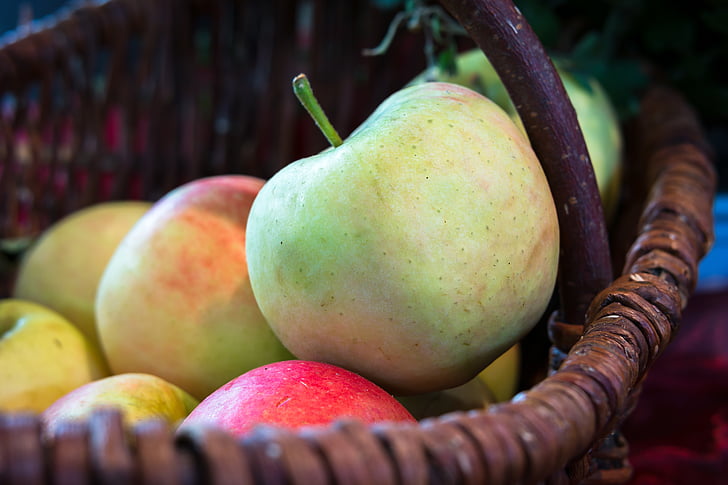 obuolių, krepšys, Padėkos, vaisių, derliaus, sveikas, maisto