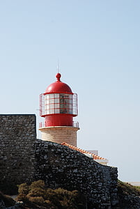 Latarnia morska, Algarve, niebo, Portugalia, Wieża, morze, Architektura