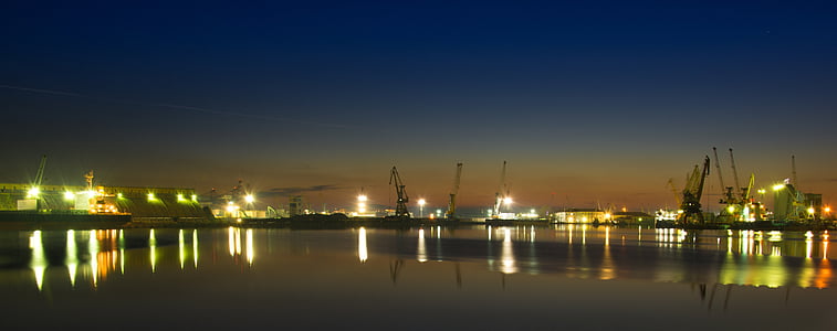 港口布尔加斯, 端口, 晚上, 海, 保加利亚, 布尔加斯, 海岸