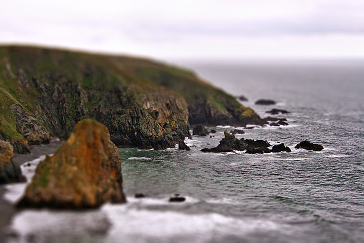 Irlande, falaise, Hydropanorama, plage, tilt-shift