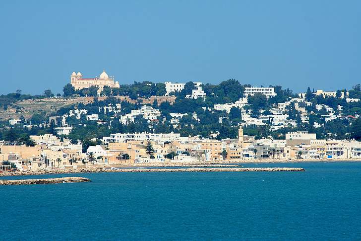 vacances, mer, méditerranéenne, plage, côte rocheuse, Outlook, Tunis