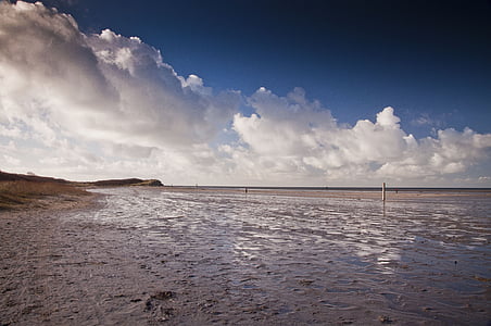Playa, naturaleza de las nubes, Fondo, Océano, paisaje, Horizon, azul
