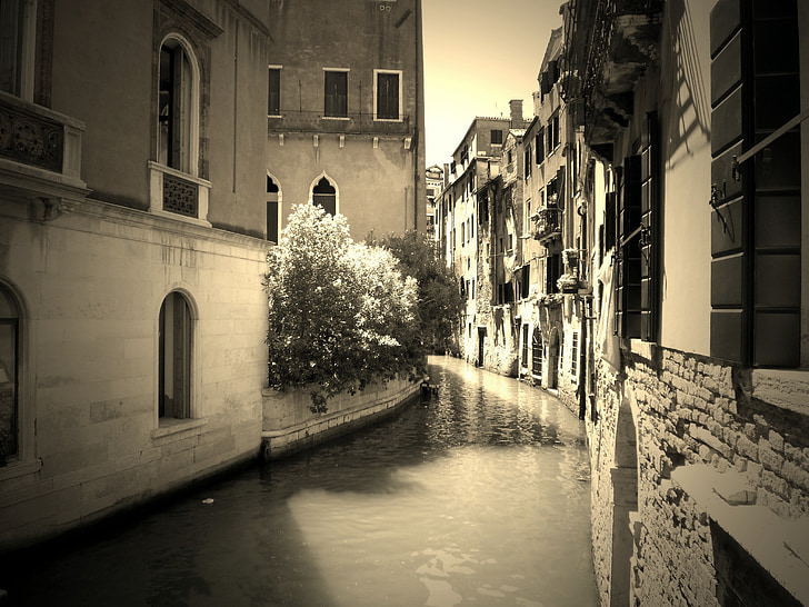 Venecija, kanalas, Italija, vandens, ramioje, Venezia, Be turistų