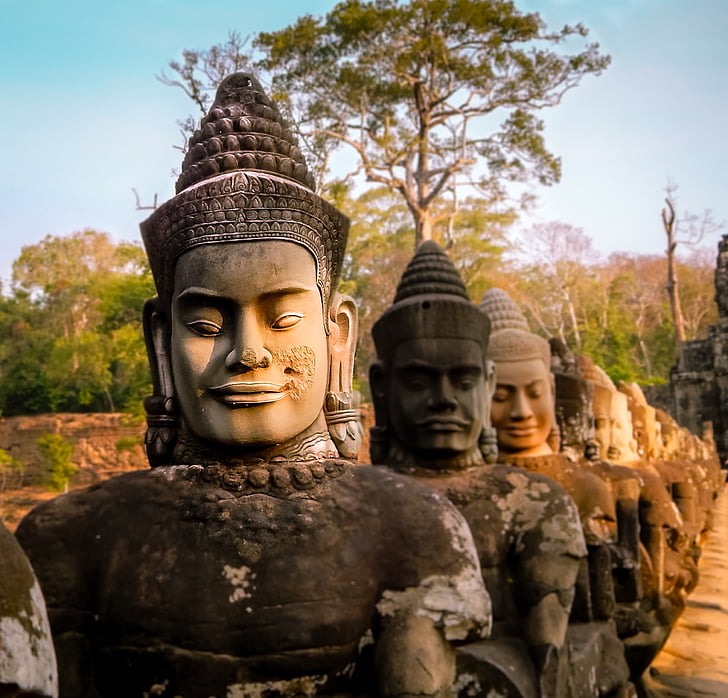 Kambodža, templis, Āzija, seno, pieminekļu, orientieris, ēka
