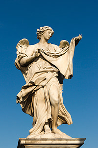 the angel with the veronica veil, sant'angelo bridge, rome, italy, sculpture, statue, figure