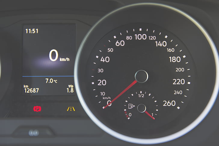 close-up, dashboard, fuel, gauge, speedometer, car, land Vehicle