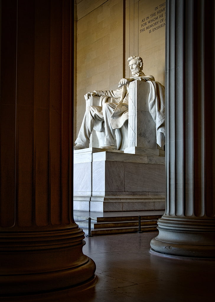 Lincoln memorial, Washington dc, c, vartegn, historiske, monument, illustrationer