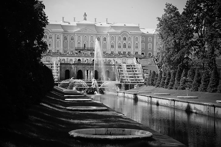 Castillo, Petersburgo, fuente, punto de referencia