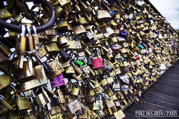 Pont des arts, Francie, Paříž, milovník, Láska, srdce, symbol