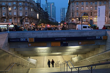 Frankfurt, Stasiun Kereta, underpass, tangga, area stasiun kereta api, Stasiun Kereta, dua