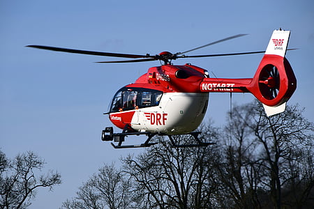 helikopter, Air redning, redningshelikopter, ambulanse helikopter, rød, rød hvit, fly