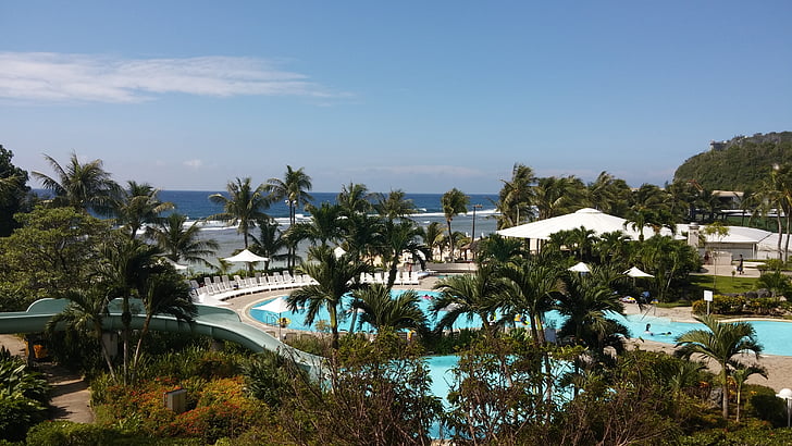 Guam, Szállás-Nikko, természet, táj, pálmafa, Beach, medence