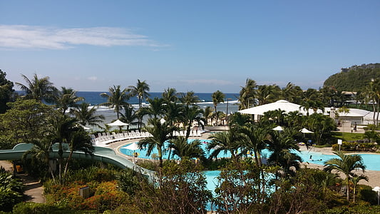 Guam, Hotel Nikko, alam, pemandangan, pohon palem, Pantai, Kolam Renang