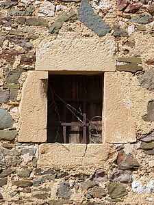 ablak, bárok, régi, építészet, fali kő