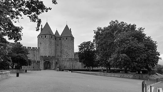Carcassonne, Frankreich, mittelalterliche Stadt, Porte narbonnaise, Eintrag