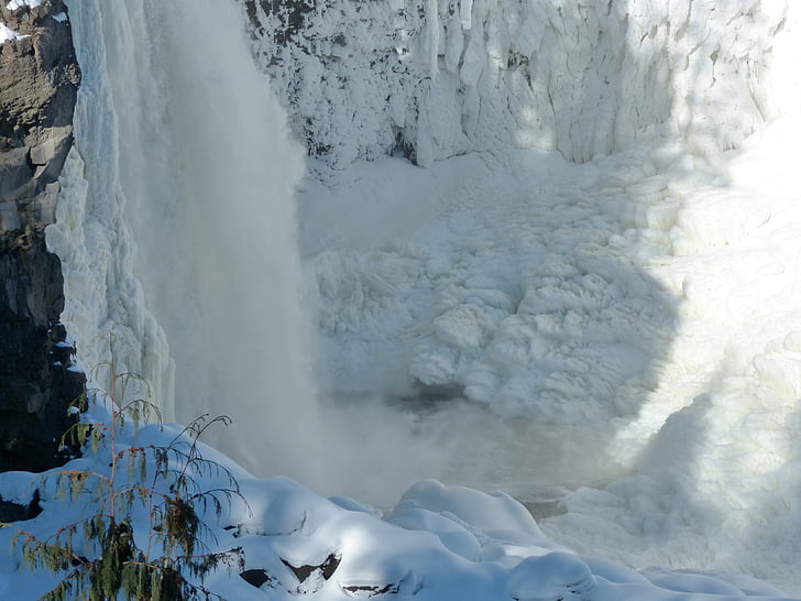 canim falls, British columbia, Canada, frosted, hẻm núi, thác nước, cảnh quan