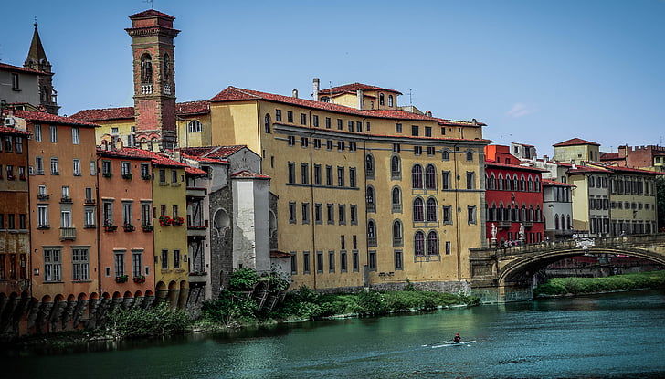 Florencja, Włochy, Ponte vecchio, Architektura, budynki, Miasto, historyczne