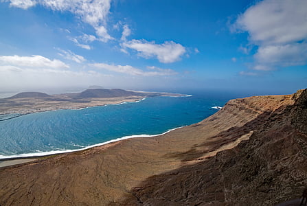Mirador del rio, Lanzarote, Canarische eilanden, vulkaan, Spanje, Afrika, zee