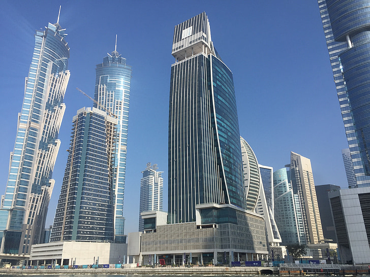Dubai, siluets, arhitektūra, pilsēta