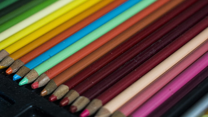 kleuren, potloden, Kleur, tekening, school, creatieve, schilderijen