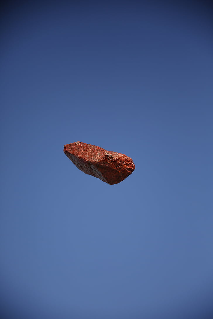 rock, nature, floating, strange, sky, red