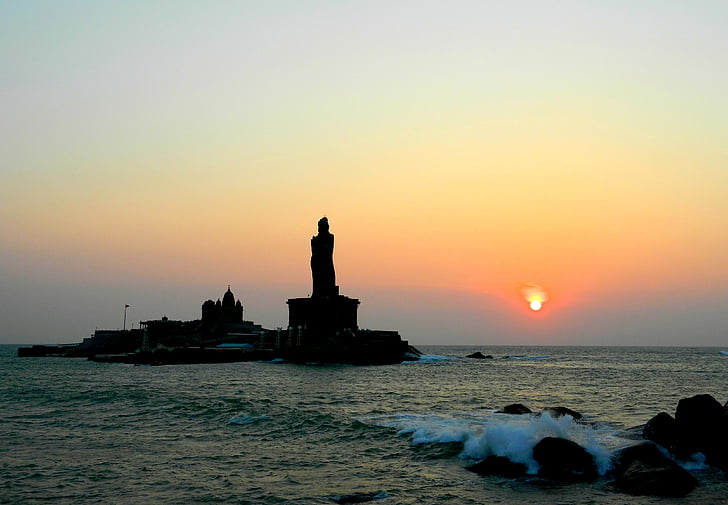 natura, posta de sol, l'Índia, Mar