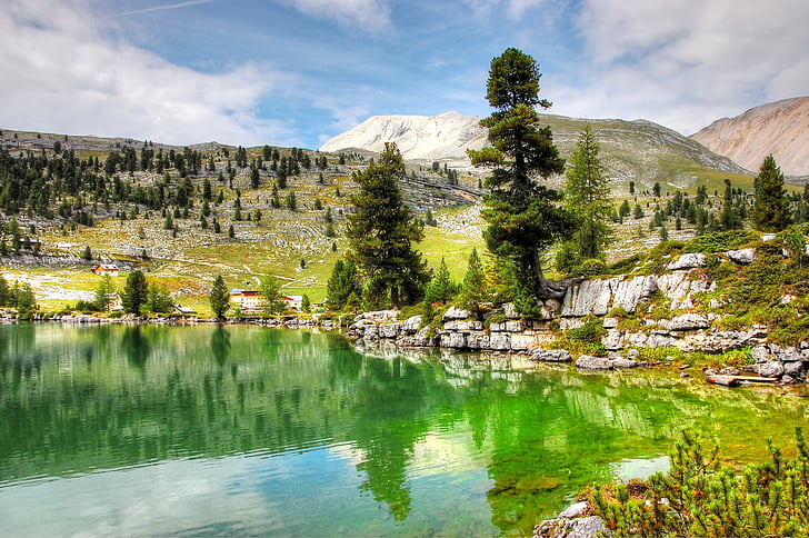 Fanes, Dolomity, hory, Horská krajina, krajina, Fanes alm, pěší turistika