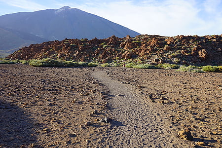Teide, stran, pot, pesek, puščava, lava, toka lave