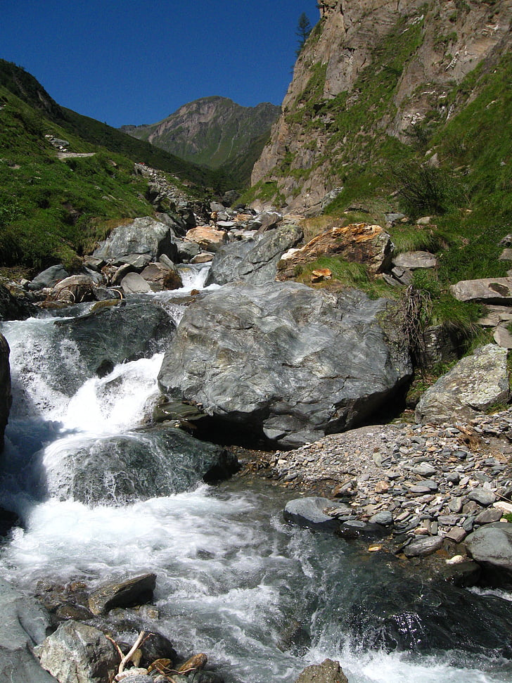torrent, rock, mountain, river, stone, water, stream