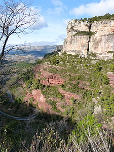 Berg, Kalkstein, roter Sandstein, Siurana, Landschaft