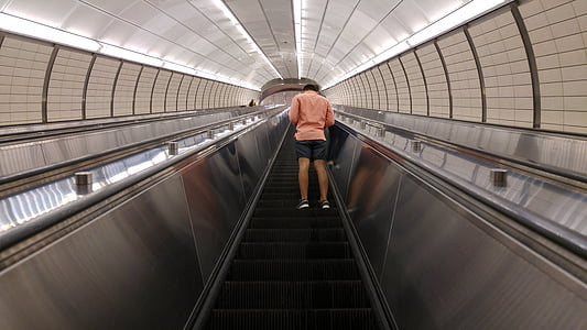 NYC, Underground, moderní, nádraží, městský, trubice, schodiště