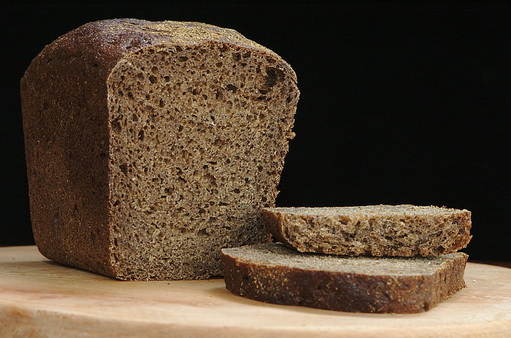 bread, rye, black, loaf, slice, food, nutrition