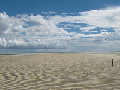 Plaża, piasek, Latem, morze, niebieski, gorąco, fale
