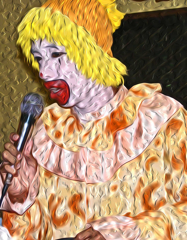 Clown, gelb, Mikrofon