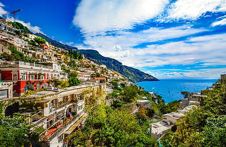 pobřeží Amalfi, Itálie, Positano, Sorrento, Amalfi, Italština, Středomořská