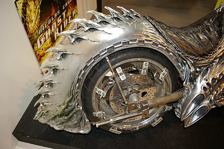 ghost rider, motorcycle, rear wheel, close up, drive, wheel