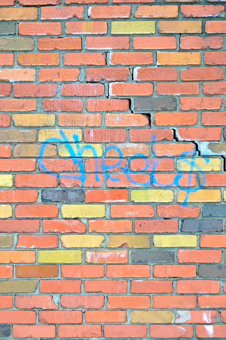 muur, graffiti, bakstenen, het platform, gebouw, kleurrijke